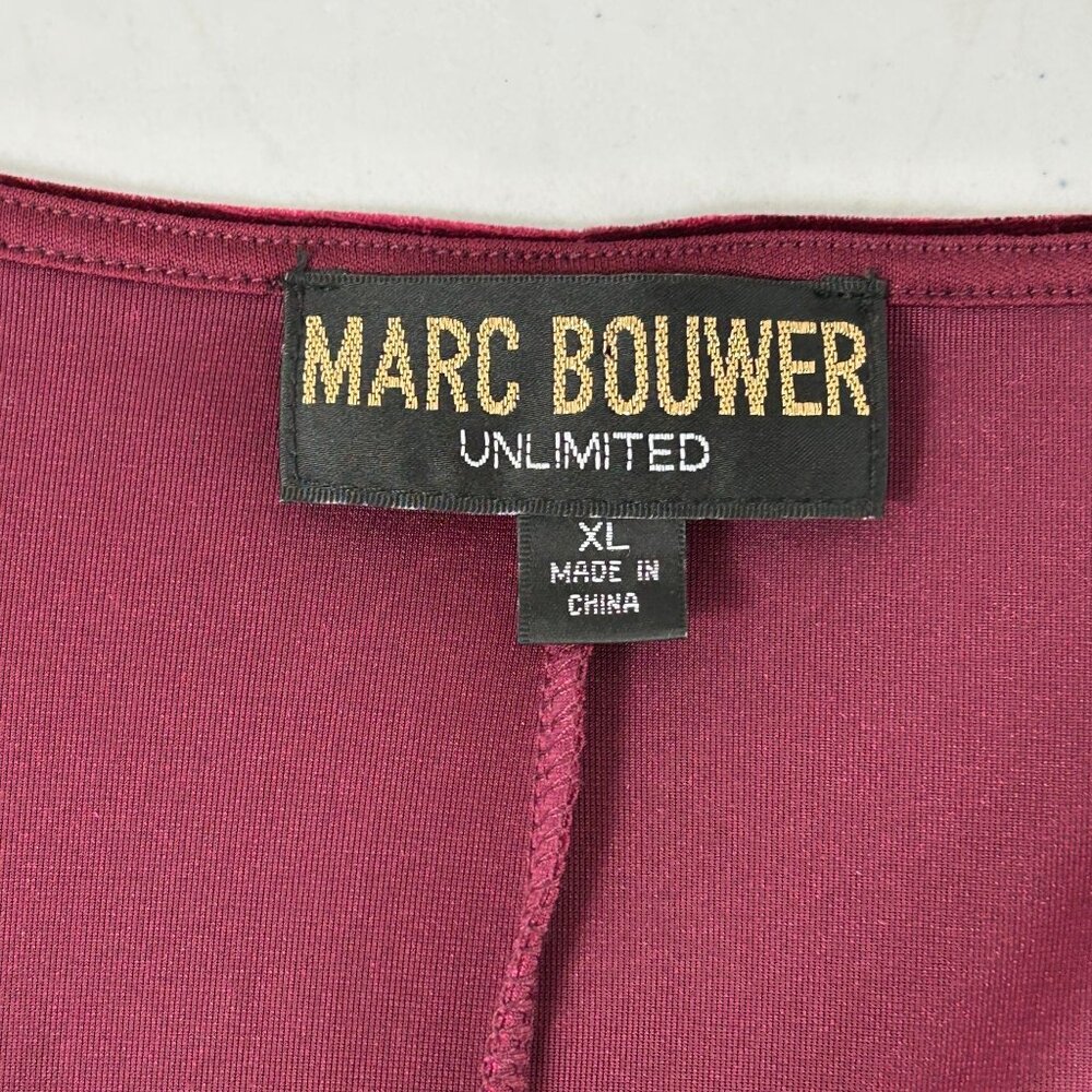Marc Bouwer Unlimited Dress Size XL Burgundly Velvet Velour Long Sleeves V Neck - Picture 5 of 12